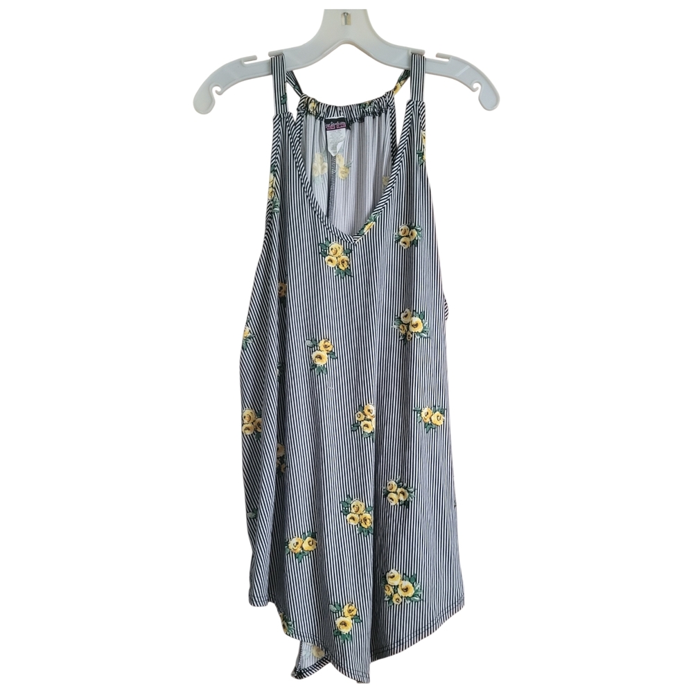 Striped Floral Sleeveless Top